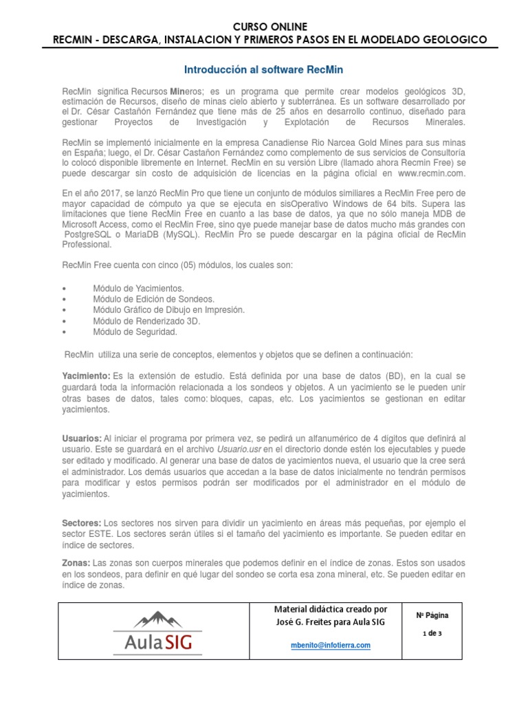 Introduccion - Al - Software - RecMin | PDF | Bases de datos | Usuario ...