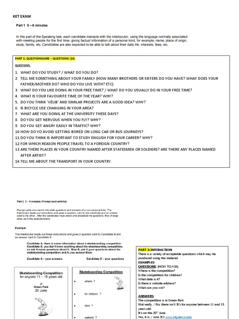 KET Exam Questionnaire and Interaction Guide | PDF