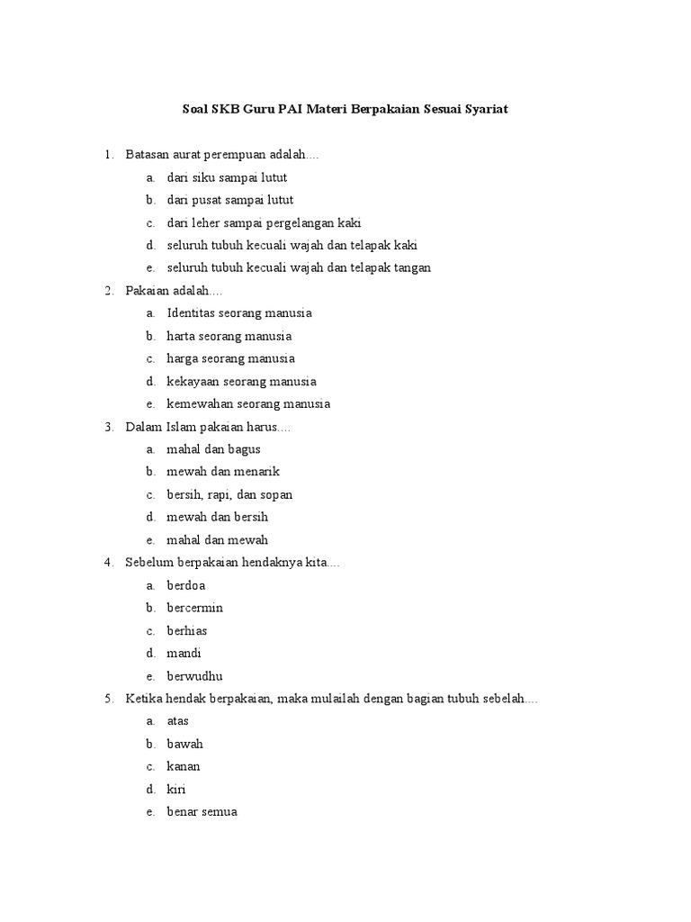 22 Soal Berpakaian Sesuai Syariat