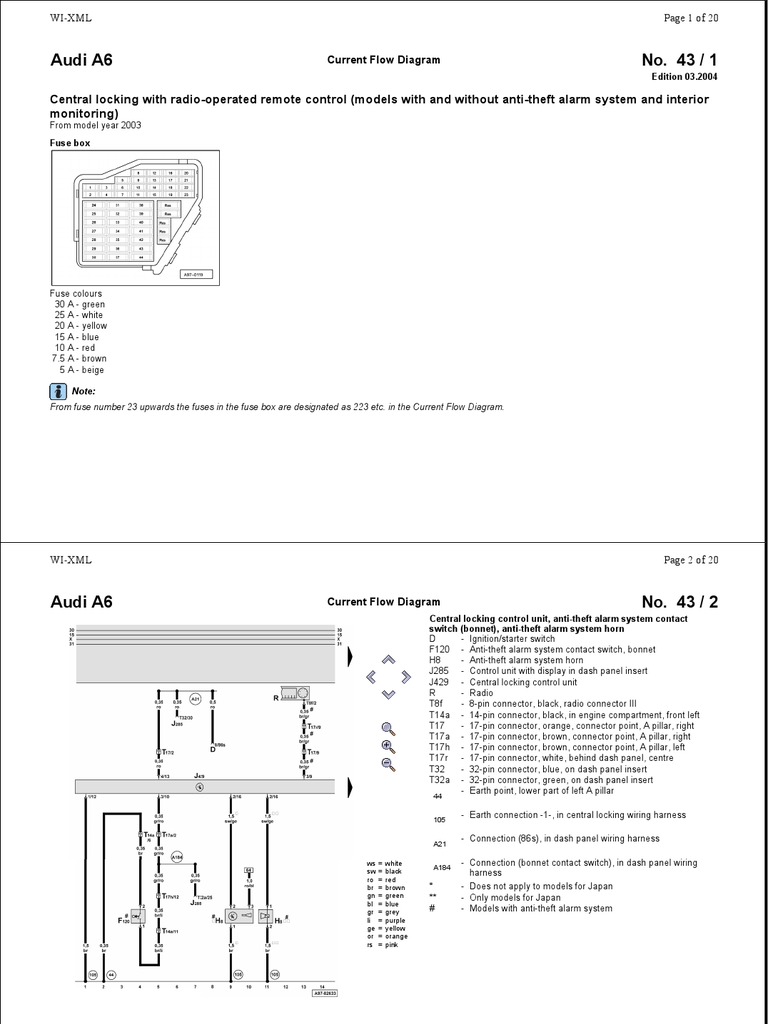 AUDI A6 Schemat CentralkaAlarm Trunk (Car) Electrical Connector
