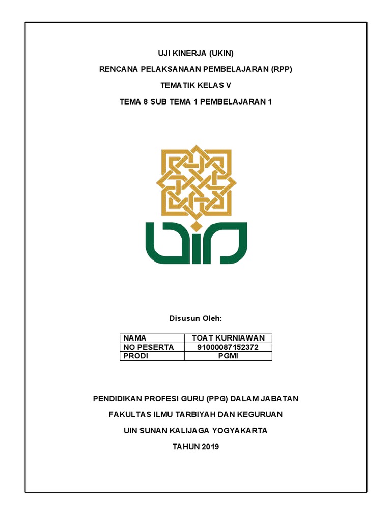 Contoh RPP UKIN PPG Kelas V | PDF