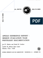 Apollo Experience Report Mission Evaluation Team Post Flight Documentation
