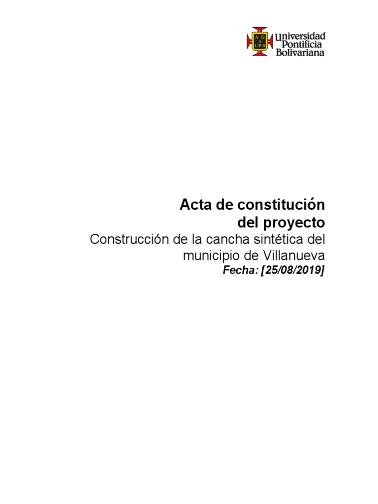 PMO Plantilla Acta de Proyecto - Upb | PDF | Presupuesto | Economias