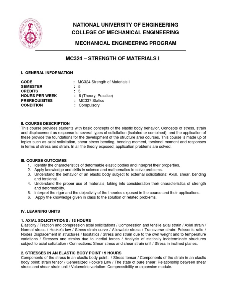 16 MC324 Strength of Materials I | PDF | Stress (Mechanics ...