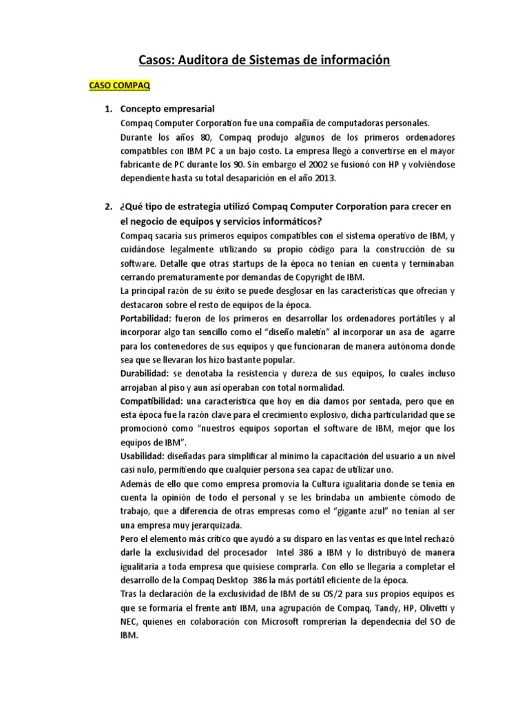 Caso Compaq | PDF | Compatibles con PC Ibm | Ibm