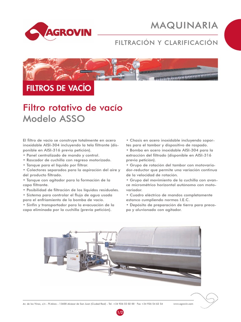 Filtro de Vacío Modelo ASSO | PDF | Filtración | Ciencias fisicas