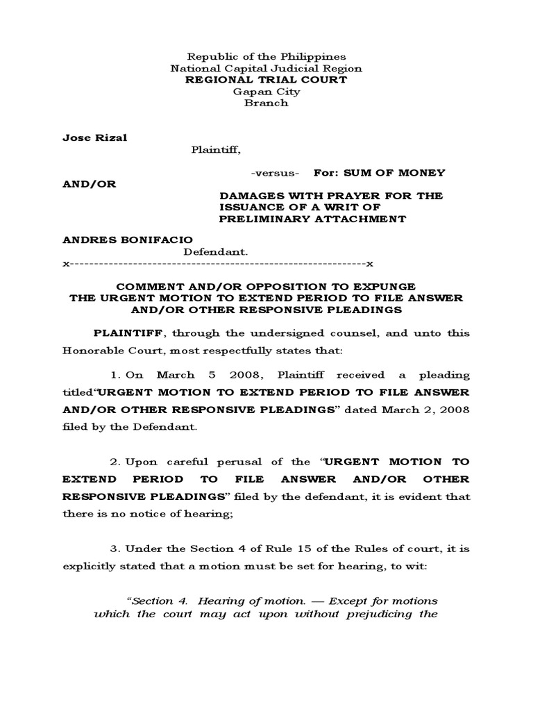 Motion To Expunge | PDF | Pleading | Common Law