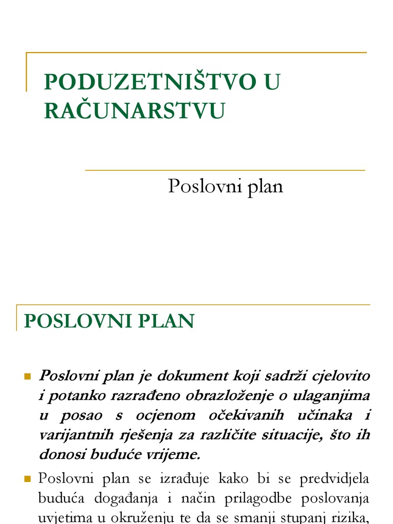 Poduzetnistvo +Poslovni+Plan | PDF