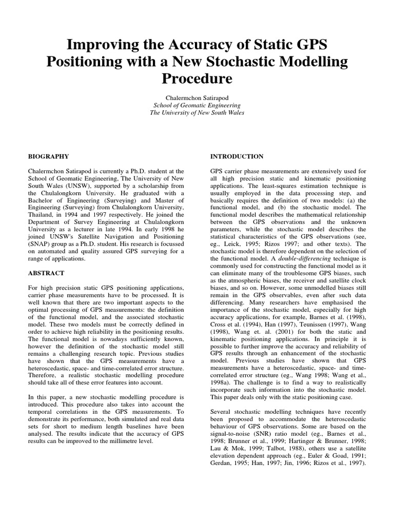 Enhancing Static GPS Accuracy with Stochastic Modeling | PDF | Global ...