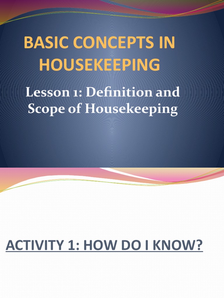 Basic Concepts in Housekeeping PDF Housekeeping Home