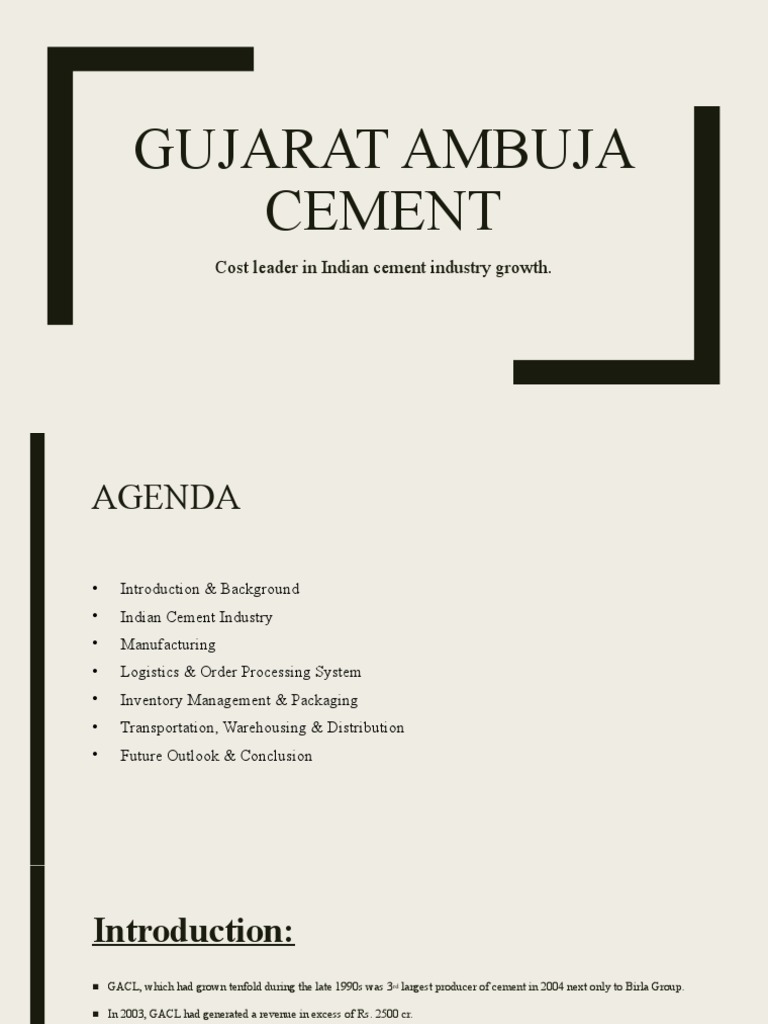 Gujarat Ambuja Cement: Cost Leader in Indian Cement Industry Growth ...