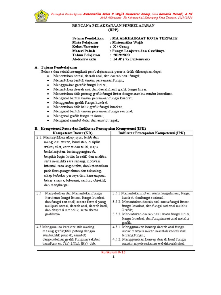 Matematika Kelas X Wajib Semester Genap Gamaria Hanafi S Pd Pdf