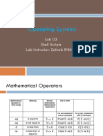 Operating Systems: Lab 03 Shell Scripts Lab Instructor: Zainab Iftikhar