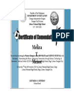 Certificate of Comendation: Meliza T. Menor
