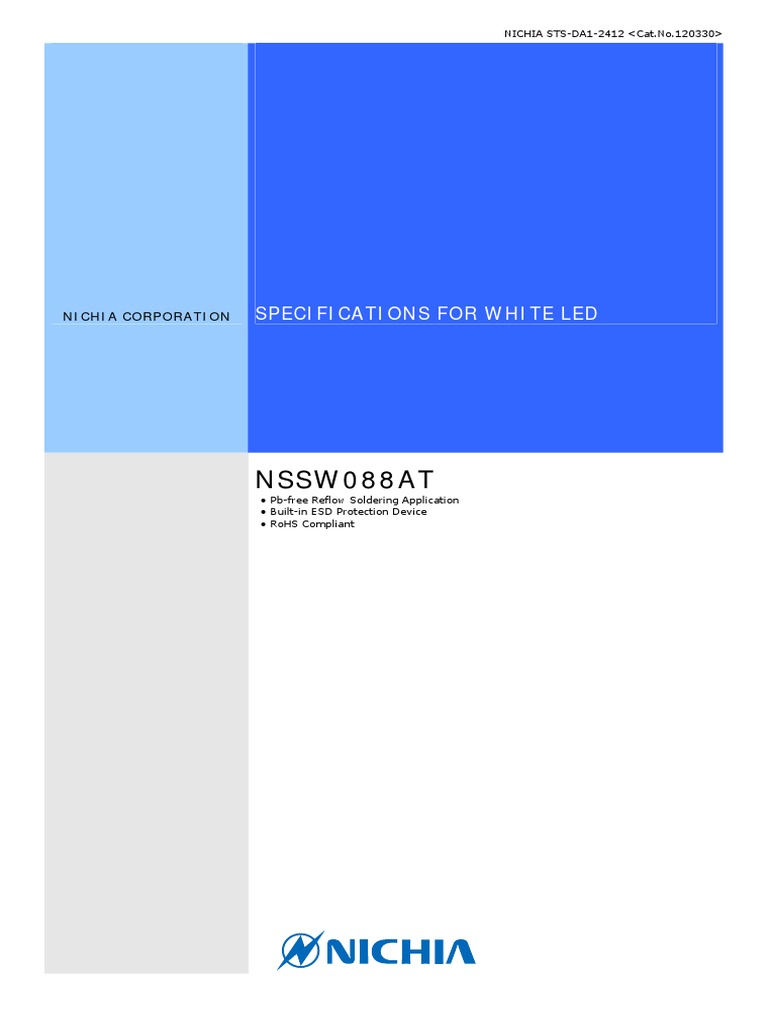 Nichia NSSW088AT LED Specifications | PDF | Electrostatic Discharge ...