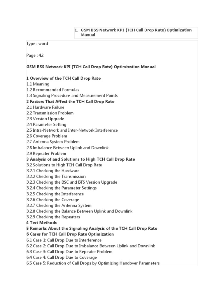TCH Call Drop Rate Optimization Guide | PDF | Radio Technology ...