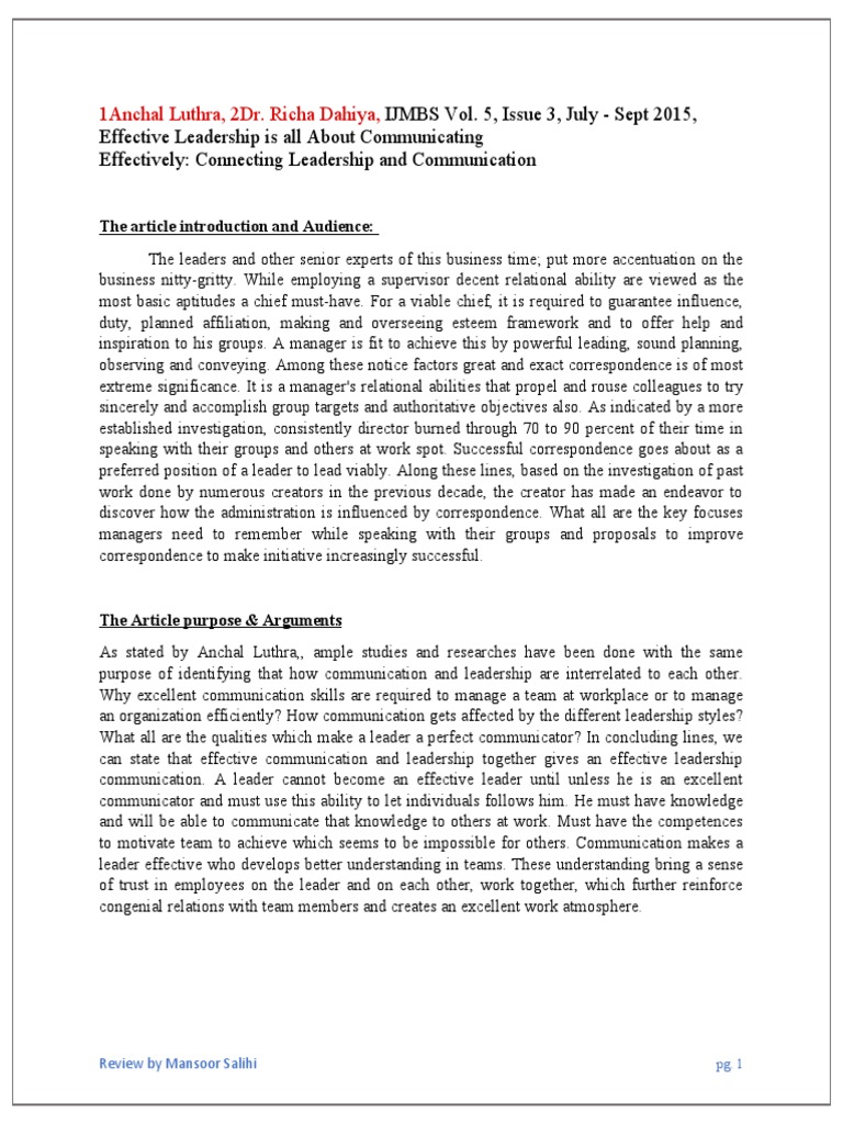 Effective Leadership Communication Strategies | PDF | Leadership ...