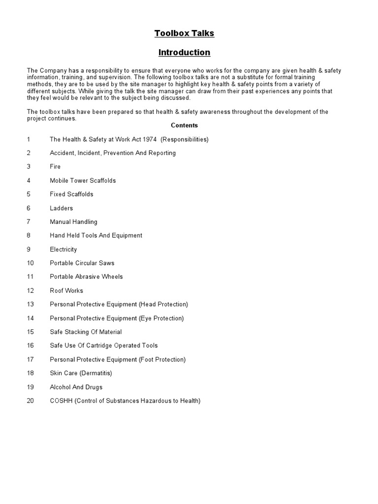 Toolbox Talks PDF Scaffolding Electrical Connector