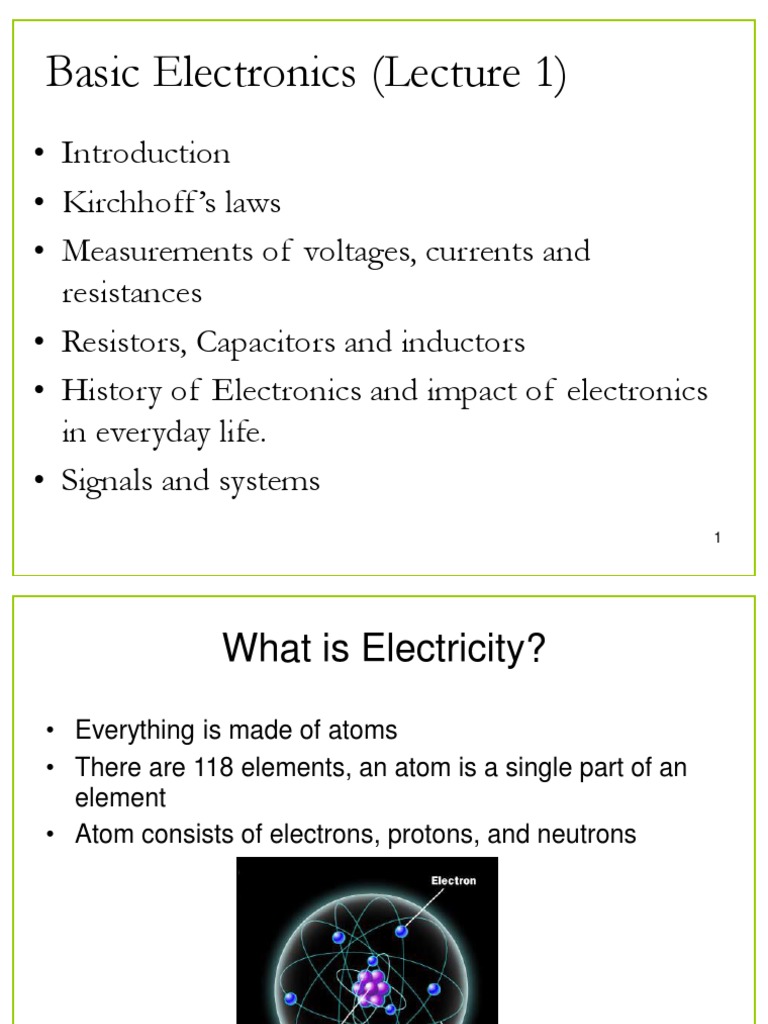 Basic Electronics Lecture 1 | PDF | Amplifier | Vacuum Tube