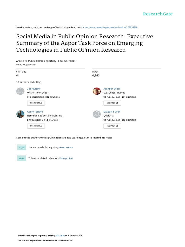 Social Media in Public Opinion Research Executive PDF | PDF | Social ...