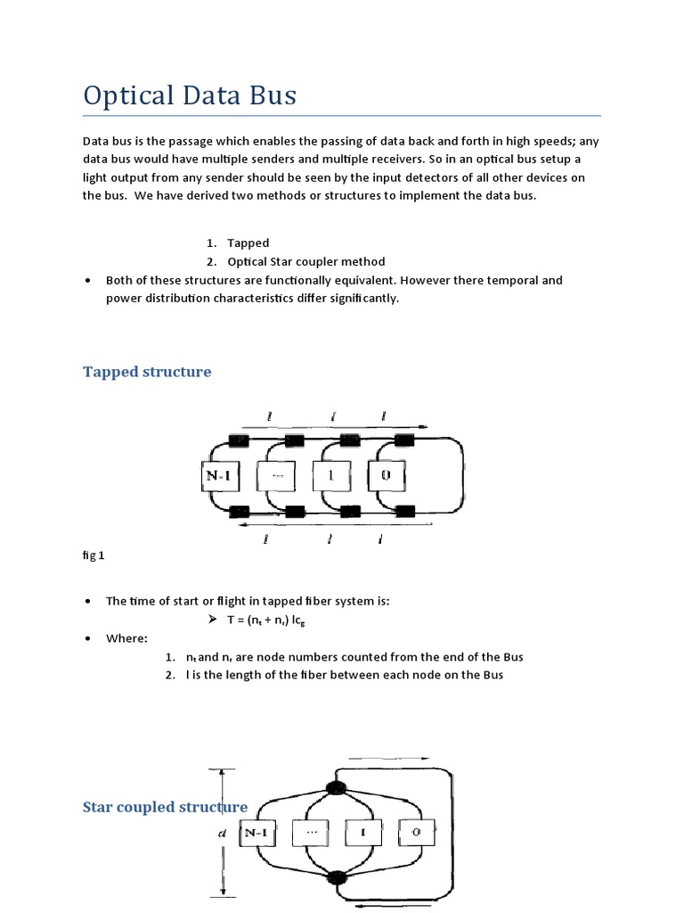 Optical Data Bus: Tapped Structure | PDF | Optical Fiber | Detector (Radio)