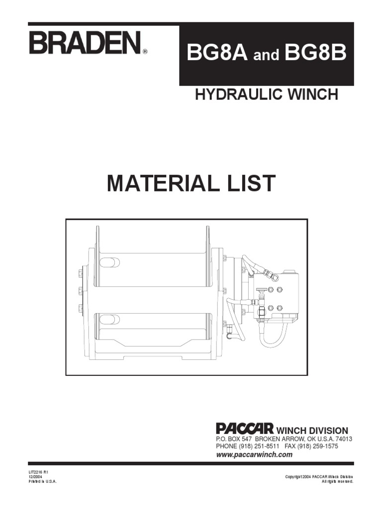 BRADEN WINCHE MANUAL BG8A y BG8B PDF Gear Manufactured Goods