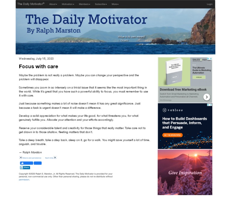 The Daily Motivator - Focus With Care | PDF | Self-Improvement