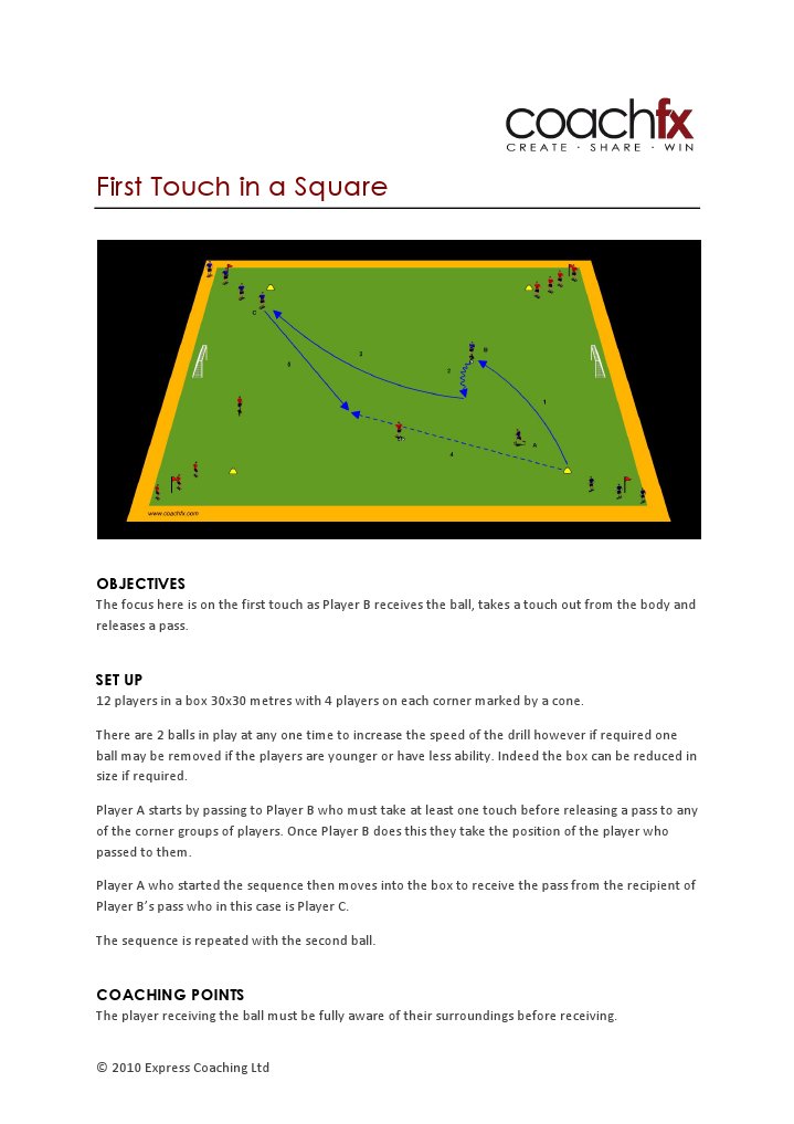 First Touch Soccer Drill for Players | PDF