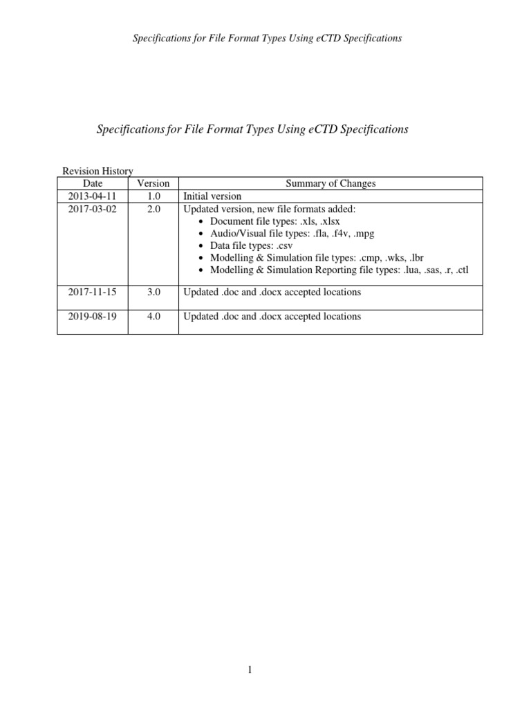 Specifications For File Format Types Using eCTD Specifications | PDF ...