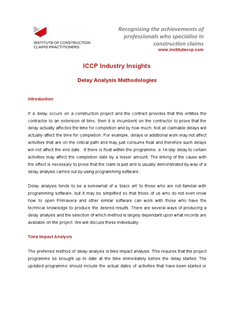 Construction Delay Analysis Methods | PDF | Business