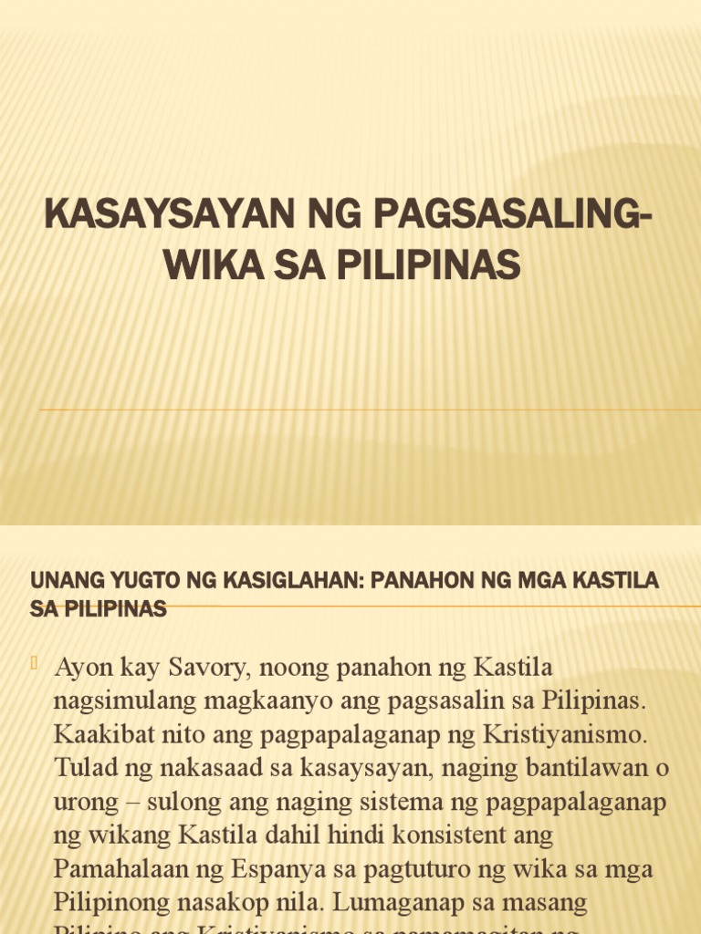 Kasaysayan Ng Pagsasaling Wika Sa Pilipinas Pdf