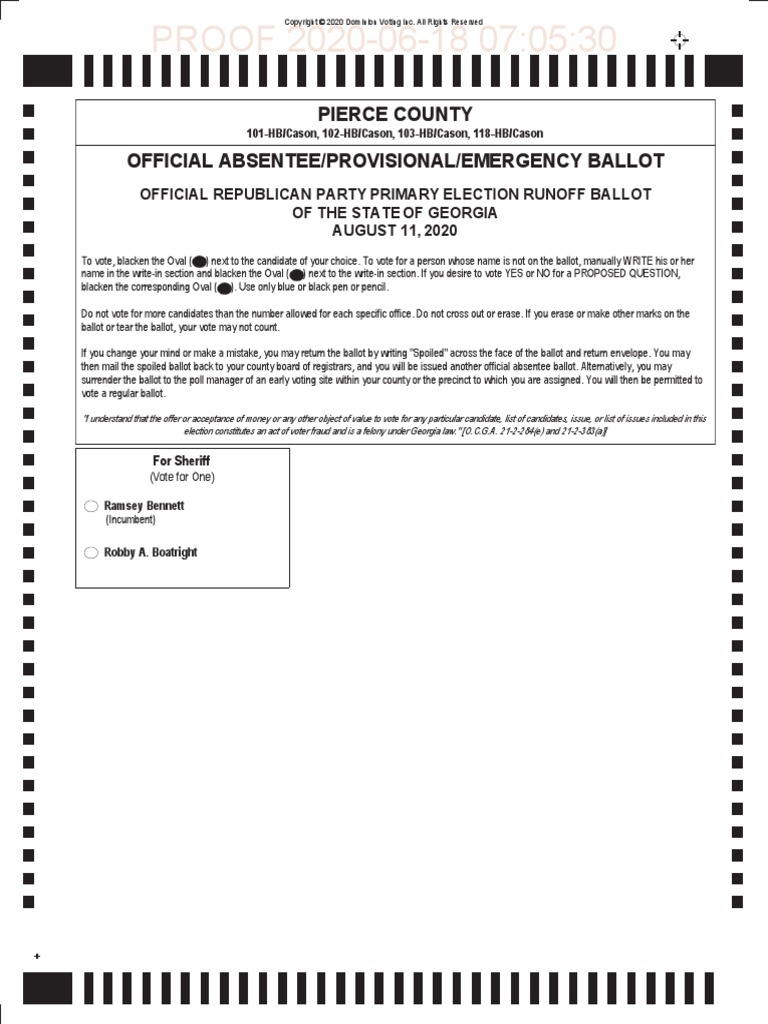 Pierce County Runoff Republican Sample Ballot