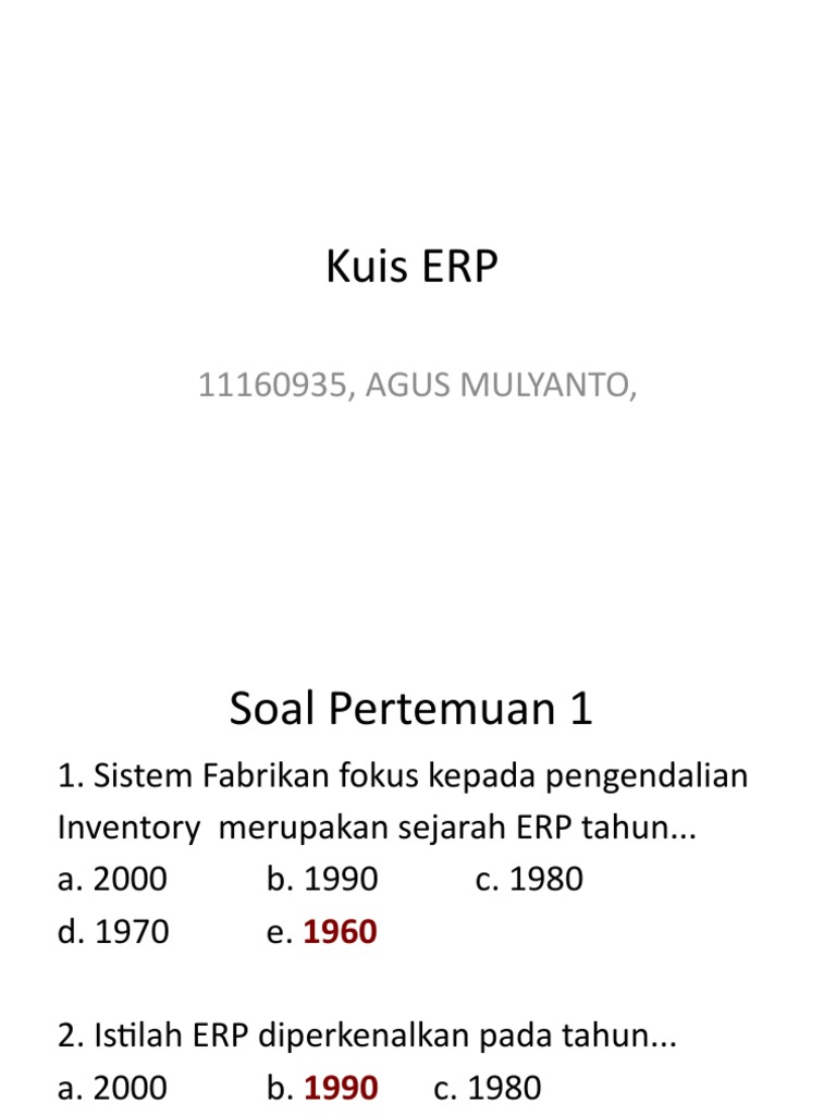 Soal Latihan Erp