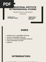 International Institute of Professional Studies: Presentation On Assignment Problem