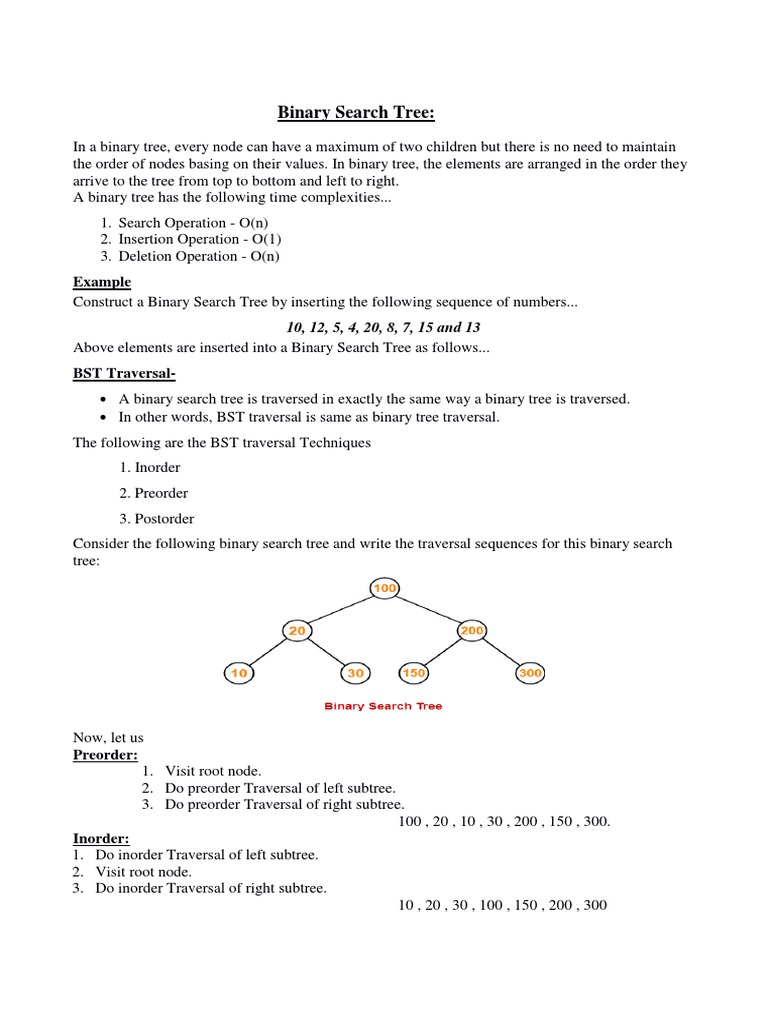 Binary Search Tree PDF | Download Free PDF | Discrete Mathematics ...