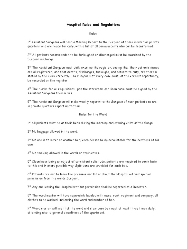 Hospital Rules and Regulations PDF