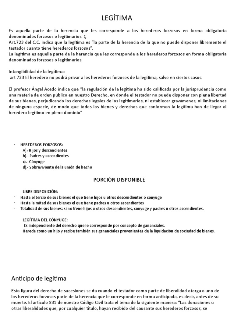 Legitima | PDF | Donación | Herencia