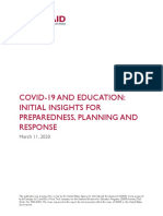 Covid-19 and Education: Initial Insights For Preparedness, Planning and Response