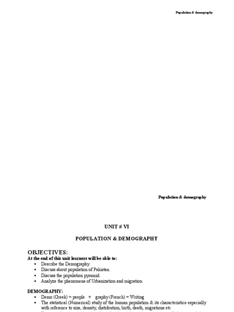 UNIT 6 Population and Demography | PDF | Asia | South Asia