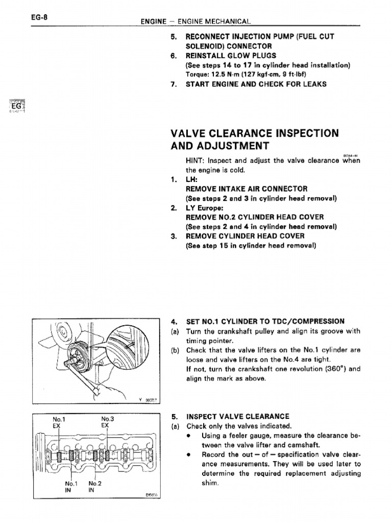 Valve Clearance Inspection and Adjustment PDF