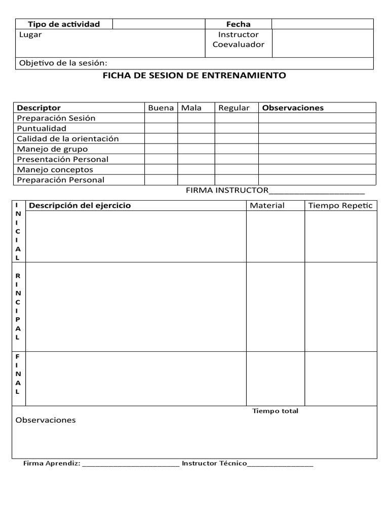 Constitución Impermeable Maletín Ficha de Sesion de Entrenamiento | PDF