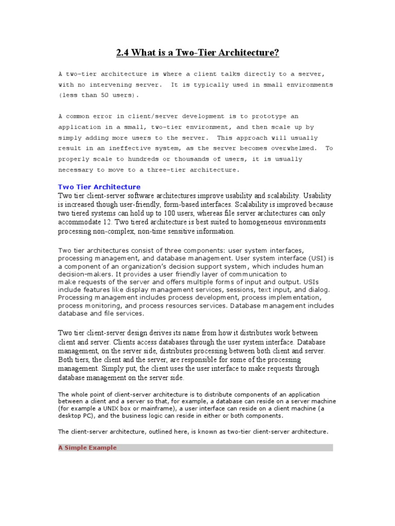 2-3 Tier Architecture | PDF | Client–Server Model | Server (Computing)