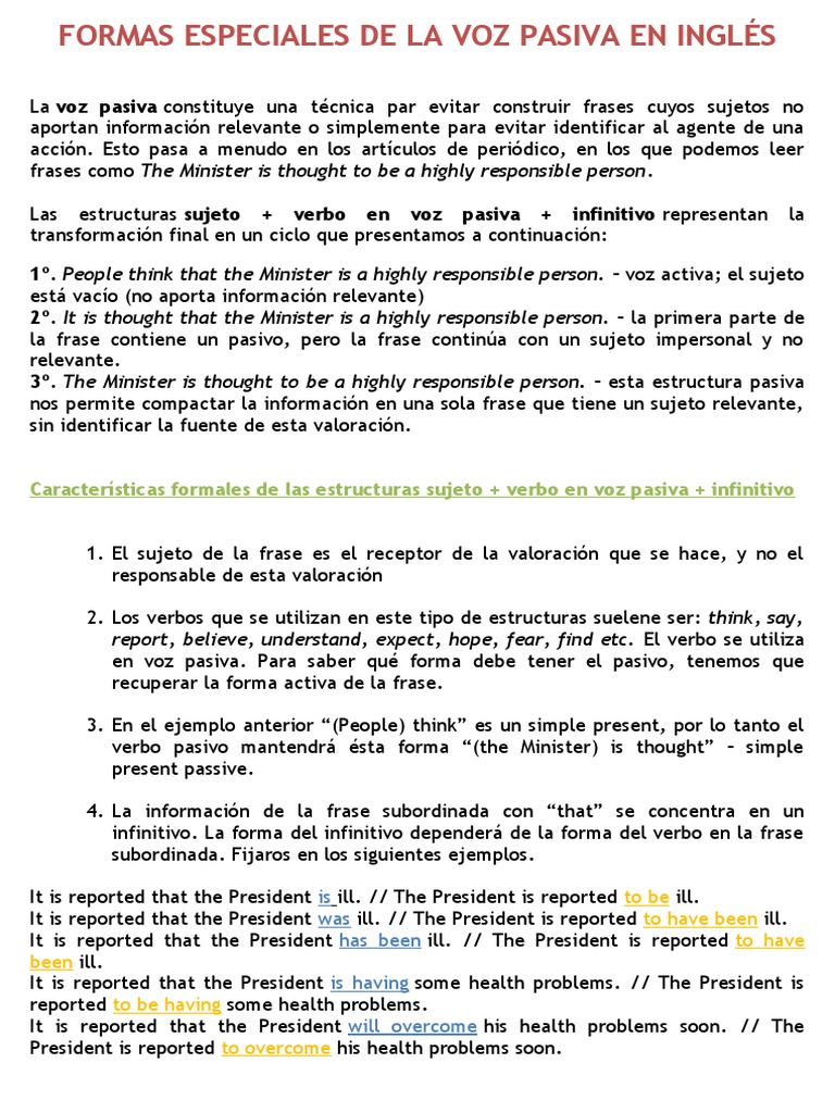 Estructura de la voz pasiva en inglés | PDF | Asunto (gramática) | Verbo