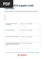 ISO 9001 2015 Supplier Audit Checklist PDF