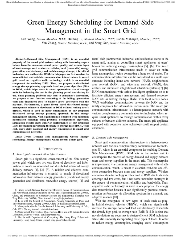 Green Energy Scheduling in Smart Grids | PDF | Smart Grid | Electrical Grid