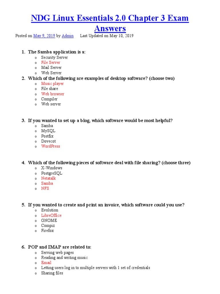 Linux Essentials Chapter 9 Exam