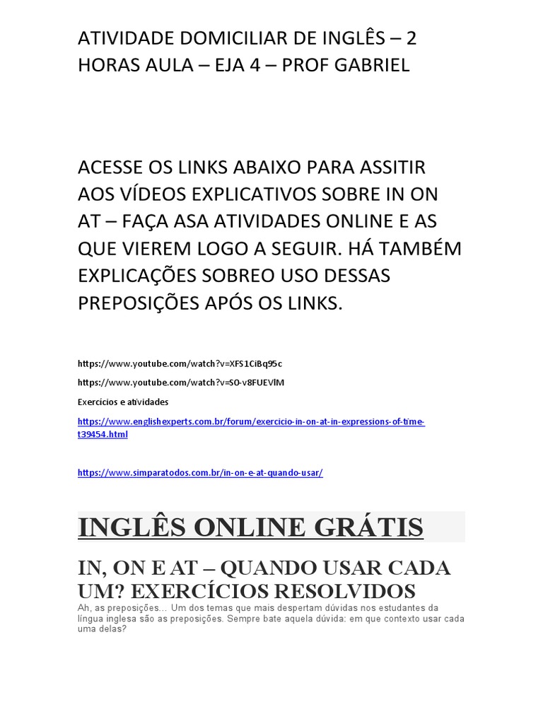 Bakker Idiomas: Uso das preposições em Inglês