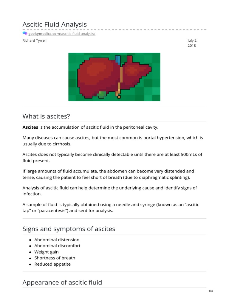 Ascitic Fluid Analysis and Interpretation | PDF | Digestive Diseases ...