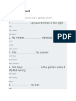 Tenses Worksheet: Complete The Following Sentences Using An Appropriate Verb Form