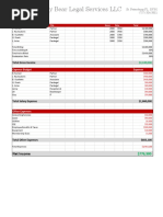 Legal office financial worksheet with categorized billing and accounting sections